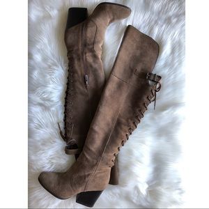 Brown Suede Knee High Boots